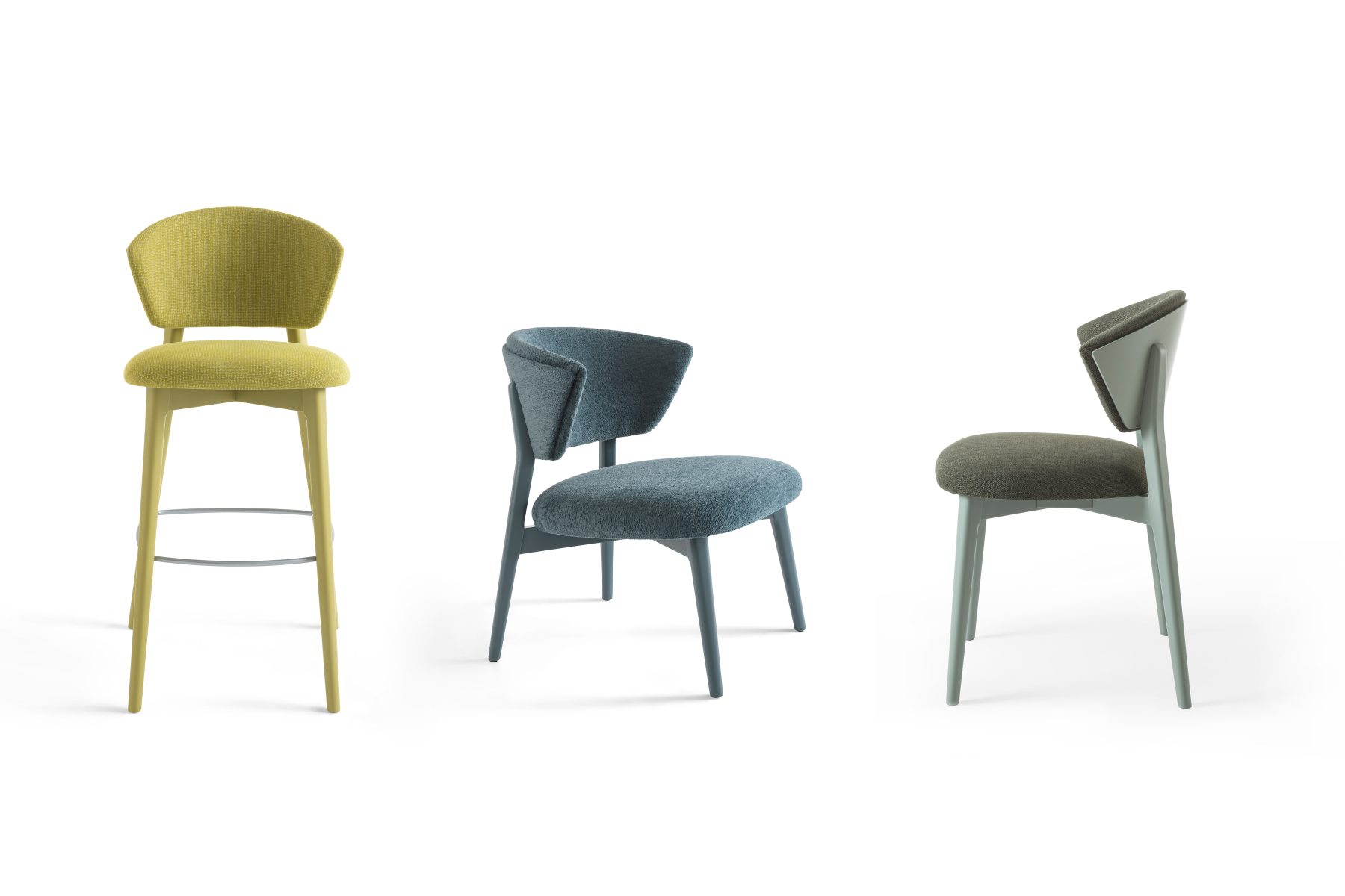 Matteo Ragni Stella collection of chair, stool and lounge chair for Billiani